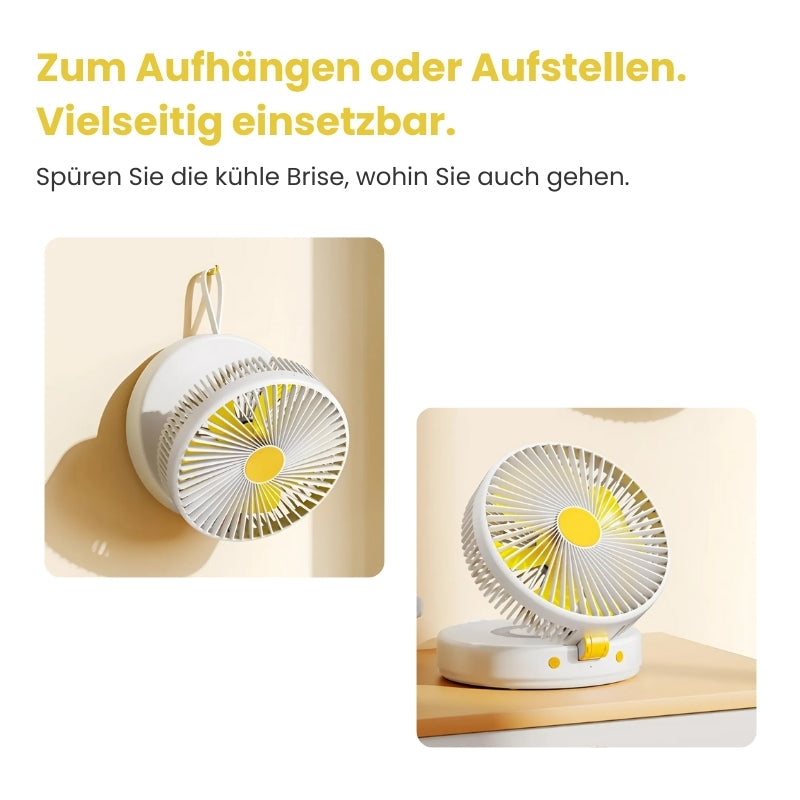 BreezePro | USB-aufladbarer Tisch- und Wandventilator mit Fernbedienung